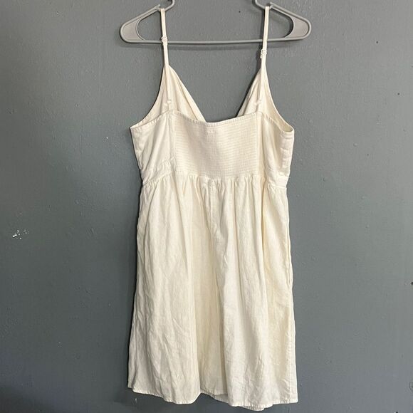 Old navy linen blend tie front Cream Dress with Bow Detail Large #711 - Picture 6 of 9